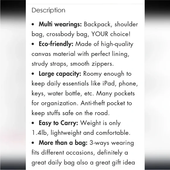 LoveVook Men's Sling Gray Canvas Convertible Backpack Unisex Daypack